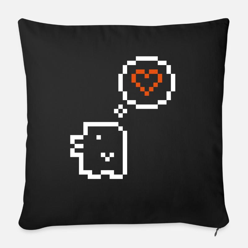 Retro 8 bit pixel love - Sofa pillowcase 17,3'' x 17,3'' (45 x 45 cm) - black