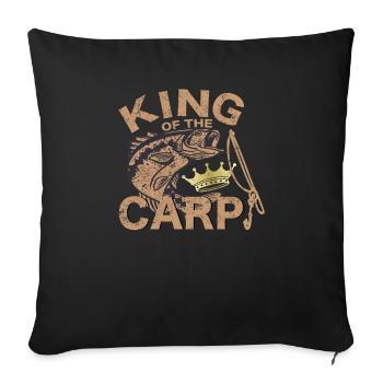 King carp cadeau pêche carpe pêche rétro - Housse de coussin décorative 45 x 45 cm - noir - Devant