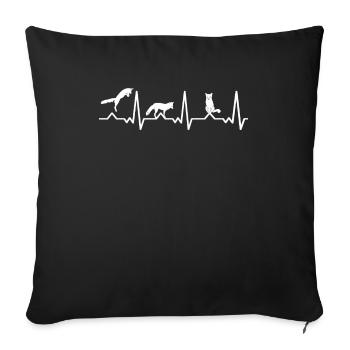 Renard battement de coeur des animaux de la forêt - Housse de coussin décorative 45 x 45 cm - noir - Devant