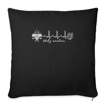 Wooden skull beer heartbeat gift chainsaw - Sofa pillowcase 17,3'' x 17,3'' (45 x 45 cm) - black - Front