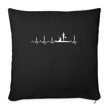 Planche de surf de paddle-paddle Heartbeat Sup - Housse de coussin décorative 45 x 45 cm - noir - Devant