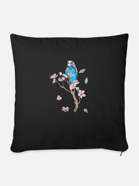 Wellensittich Geschenkidee Nymphensittich Sittich - Sofakissenbezug 45 x 45 cm - Schwarz