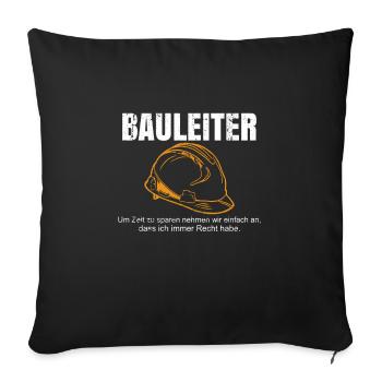 Baubeginn Helm Geschenke Bauleiter Bauherren Haus - Sofakissenbezug 45 x 45 cm - Schwarz - Vorne