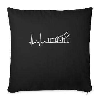 Herzschlag Design für Eisenbahn und Dampflok - Sofakissenbezug 45 x 45 cm - Schwarz - Vorne