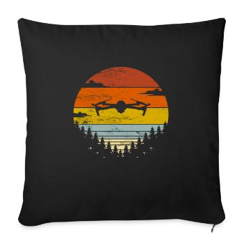 Drone Cadeau Drone Flying Drones Retro - Housse de coussin décorative 45 x 45 cm - noir - Devant