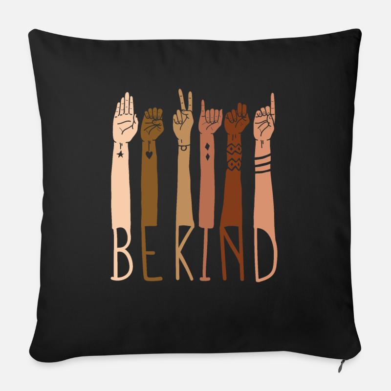 Be Kind Antirassismus - Sofakissenbezug 45 x 45 cm - Schwarz