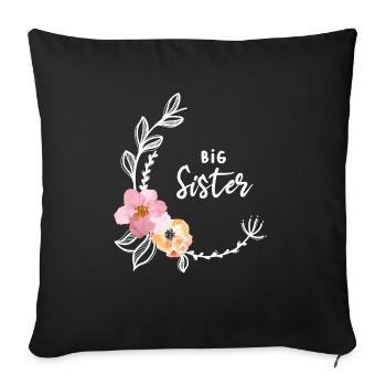 Fleur De Vigne Disant Grande Sœur - Housse de coussin décorative 45 x 45 cm - noir - Devant