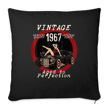 Vieilli de la perfection Hotrod Rebel Hot Rod PinUp Girl - Housse de coussin décorative 45 x 45 cm - noir - Devant