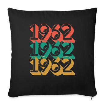 Anniversaire année 1962 / Vintage 1962 - Housse de coussin décorative 45 x 45 cm - noir - Devant