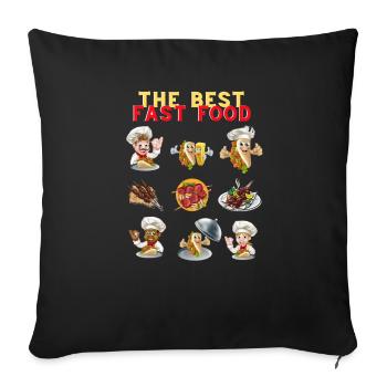 I like Fast Food, Kebeb, Tortilla, Charocal Grill - Sofa pillowcase 17,3'' x 17,3'' (45 x 45 cm) - black - Front