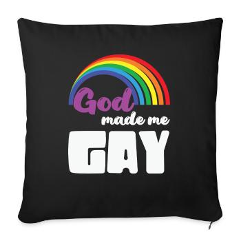 LBGT Flag Gay Pride Dieu humain m’a fait gay - Housse de coussin décorative 45 x 45 cm - noir - Devant