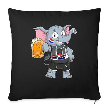 Croatie Fan Elephant - Housse de coussin décorative 45 x 45 cm - noir - Devant