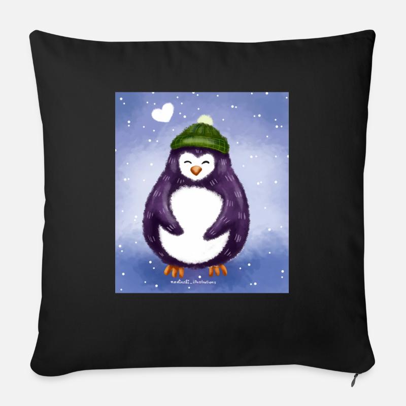 Winter Penguin - Sofa pillowcase 17,3'' x 17,3'' (45 x 45 cm) - black
