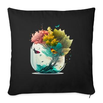 The miniature forest - Sofa pillowcase 17,3'' x 17,3'' (45 x 45 cm) - black - Front