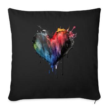 Heart Color Drop Abstract - Sofa pillowcase 17,3'' x 17,3'' (45 x 45 cm) - black - Front