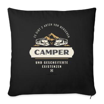 sidback unltd. - Camper sind die besten - Sofakissenbezug 45 x 45 cm - Schwarz - Vorne