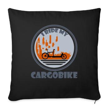 Lastenfahrrad, Cargobike, e-bike Stadtbild - Sofakissenbezug 45 x 45 cm - Schwarz - Vorne