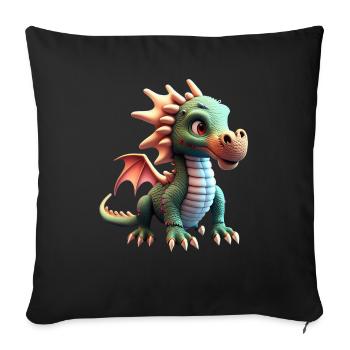 cute little baby dragon funny - Sofa pillowcase 17,3'' x 17,3'' (45 x 45 cm) - black - Front