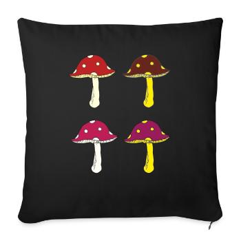 Fly agarics colorful - Sofa pillowcase 17,3'' x 17,3'' (45 x 45 cm) - black - Front