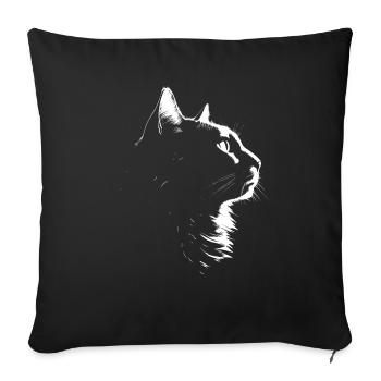 Chat, Motif De Chat - Housse de coussin décorative 45 x 45 cm - noir - Devant