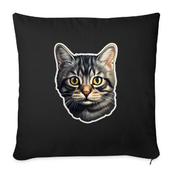British Shorthair Cat Head - Sofa pillowcase 17,3'' x 17,3'' (45 x 45 cm) - black - Front