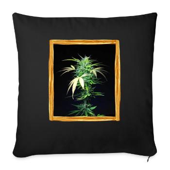 Plante de cannabis - Housse de coussin décorative 45 x 45 cm - noir - Devant