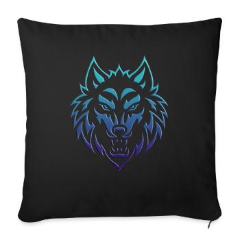 Wolf 2024 02 - Sofa pillowcase 17,3'' x 17,3'' (45 x 45 cm) - black - Front
