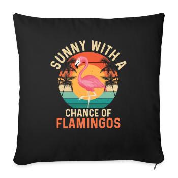 Ensoleillé Avec Une Chance De Flamants Roses Mignon Oiseau Rose - Housse de coussin décorative 45 x 45 cm - noir - Devant