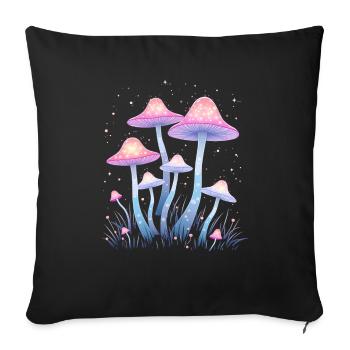 Magic mushrooms in the enchanted forest - Sofa pillowcase 17,3'' x 17,3'' (45 x 45 cm) - black - Front