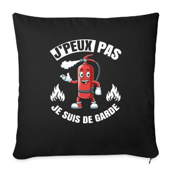 J'peux Pas Je Suis De Garde Cadeau Humour Pompier - Housse de coussin décorative 45 x 45 cm - noir - Devant