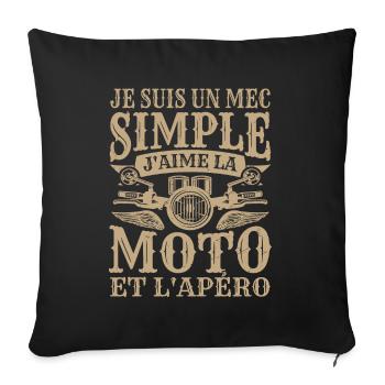 Je Suis Un Mec Simple J'aime La Moto Et L'apéro - Housse de coussin décorative 45 x 45 cm - noir - Devant