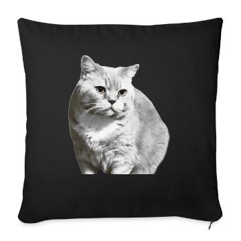 British Shorthair Chat Blanc Chat Chat Blanc Chaton - Housse de coussin décorative 45 x 45 cm - noir - Devant