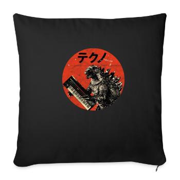 Analog Vintage Synthesizer - Japanese Retro - Sofa pillowcase 17,3'' x 17,3'' (45 x 45 cm) - black - Front