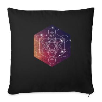 Sacred Geometry Metatrons Cube Mandala - Sofa pillowcase 17,3'' x 17,3'' (45 x 45 cm) - black - Front