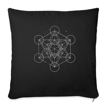 Heilige Geometrie Metatrons Cube Psychedelic Goa - Sofakissenbezug 45 x 45 cm - Schwarz - Vorne