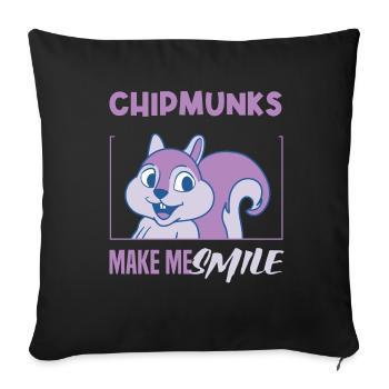 Chipmunks Smile Cute Forest Animal Nature - Sofa pillowcase 17,3'' x 17,3'' (45 x 45 cm) - black - Front