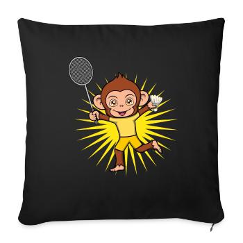 Joli singe joueur de badminton Ape Hobby Sports - Housse de coussin décorative 45 x 45 cm - noir - Devant