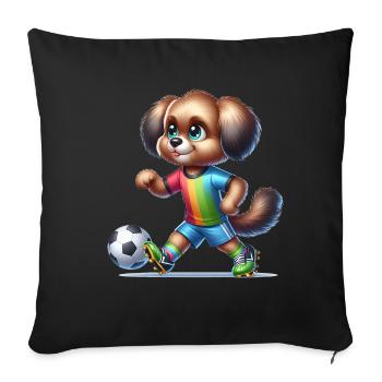 Chien de joueur de football mignon - Housse de coussin décorative 45 x 45 cm - noir - Devant