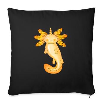 Yellow unicorn axolotl - Sofa pillowcase 17,3'' x 17,3'' (45 x 45 cm) - black - Front