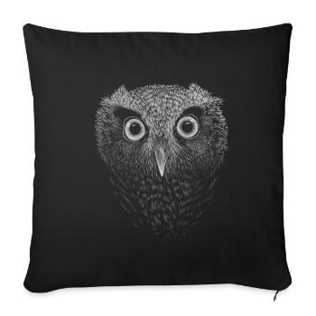 Owl pencil drawing | fancy owls gift - Sofa pillowcase 17,3'' x 17,3'' (45 x 45 cm) - black - Front