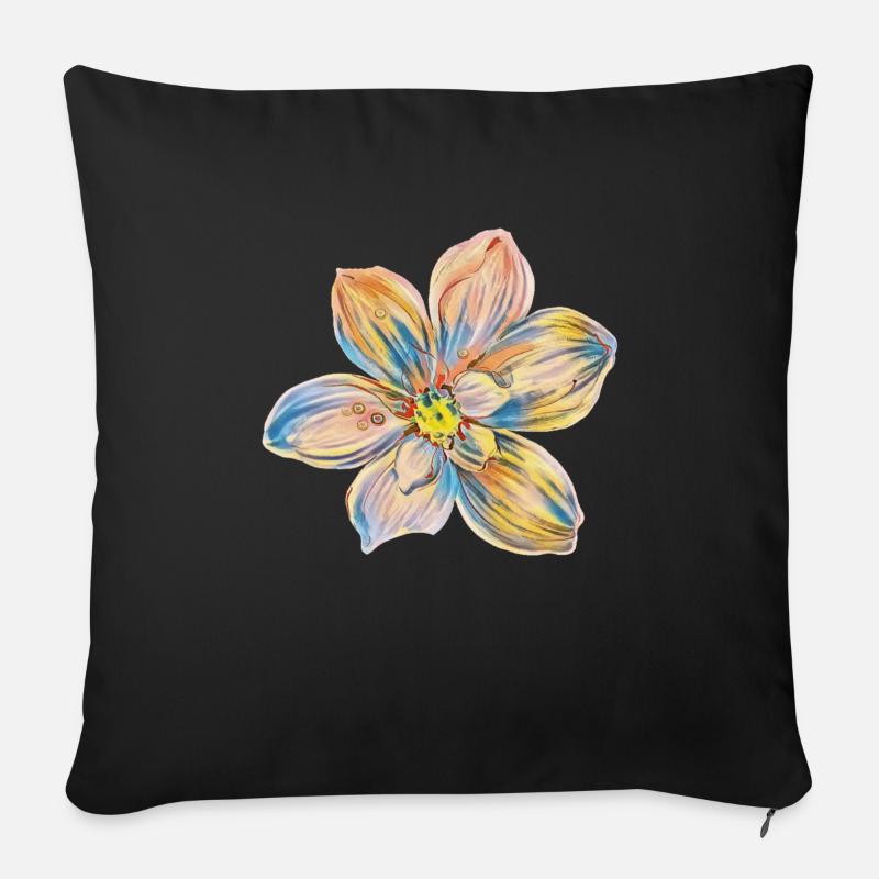 Blüte - Sofakissenbezug 45 x 45 cm - Schwarz