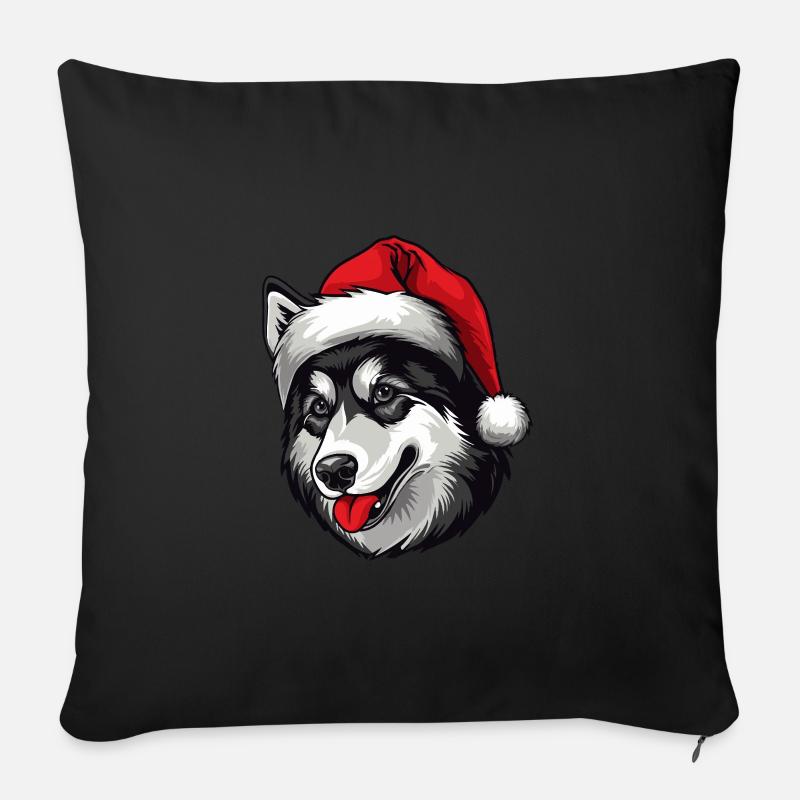 Husky Hund Kopf Weihnachten Christmas - Sofakissenbezug 45 x 45 cm - Schwarz