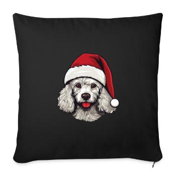 Caniche tête de chien Noël Noël - Housse de coussin décorative 45 x 45 cm - noir - Devant