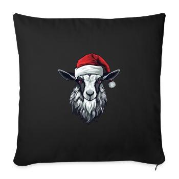 Tête d’animal de Noël de chèvre - Housse de coussin décorative 45 x 45 cm - noir - Devant