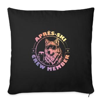 Wolf Apres Ski Team Spruch Bunt - Sofakissenbezug 45 x 45 cm - Schwarz - Vorne