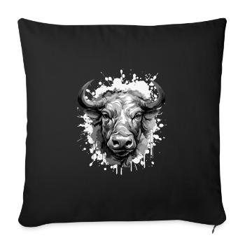 Bull Head Portrait Animal Taurus - Sofa pillowcase 17,3'' x 17,3'' (45 x 45 cm) - black - Front