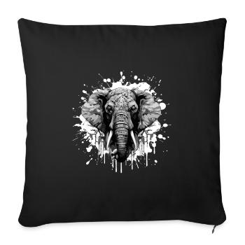 Elephant Head Portrait Animal - Sofa pillowcase 17,3'' x 17,3'' (45 x 45 cm) - black - Front