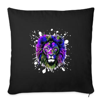Lion Head Portrait Colorful - Sofa pillowcase 17,3'' x 17,3'' (45 x 45 cm) - black - Front