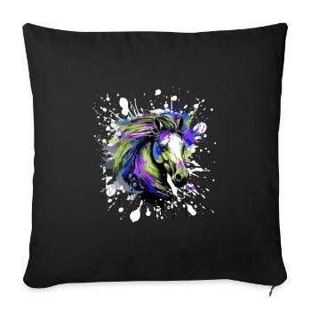 Horse Head Portrait Colorful - Sofa pillowcase 17,3'' x 17,3'' (45 x 45 cm) - black - Front