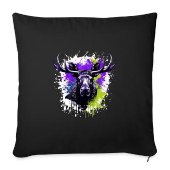 Moose Head Portrait Colorful - Sofa pillowcase 17,3'' x 17,3'' (45 x 45 cm) - black - Front